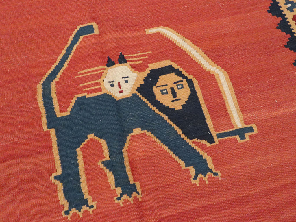 Vintage Persian Pictorial Kilim, No.13396 - Staging