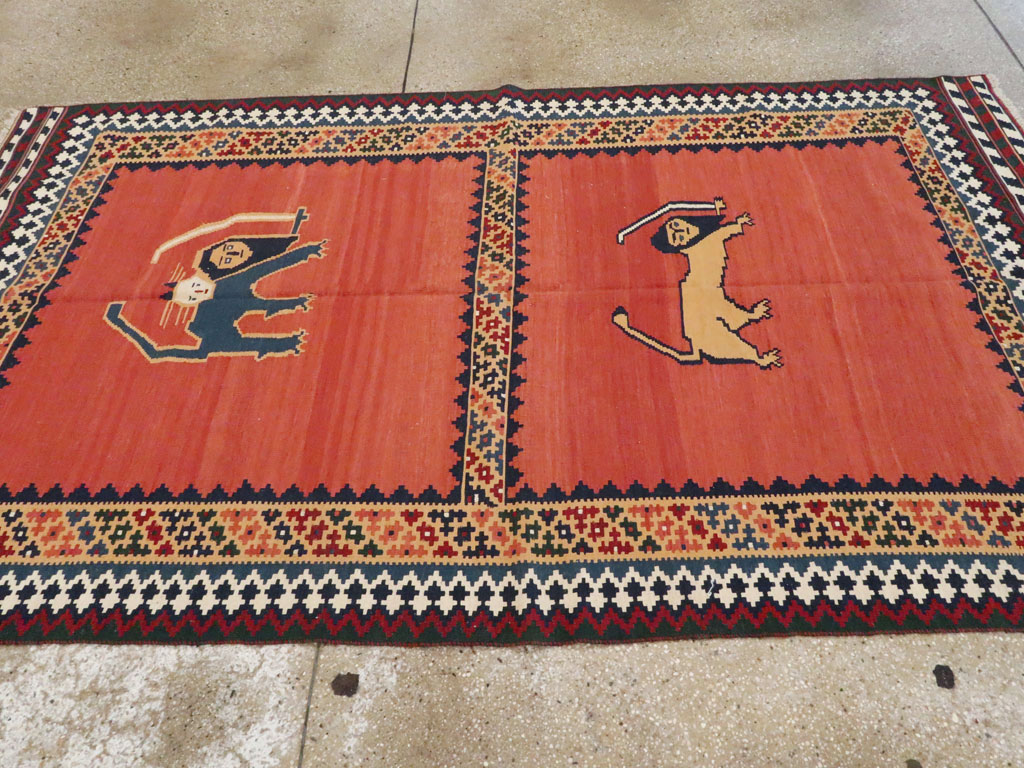 Vintage Persian Pictorial Kilim, No.13396 - Staging