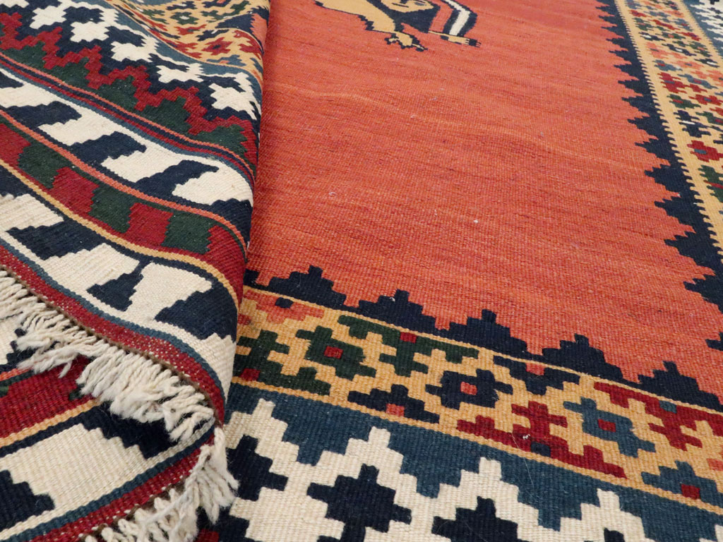 Vintage Persian Pictorial Kilim, No.13396 - Staging