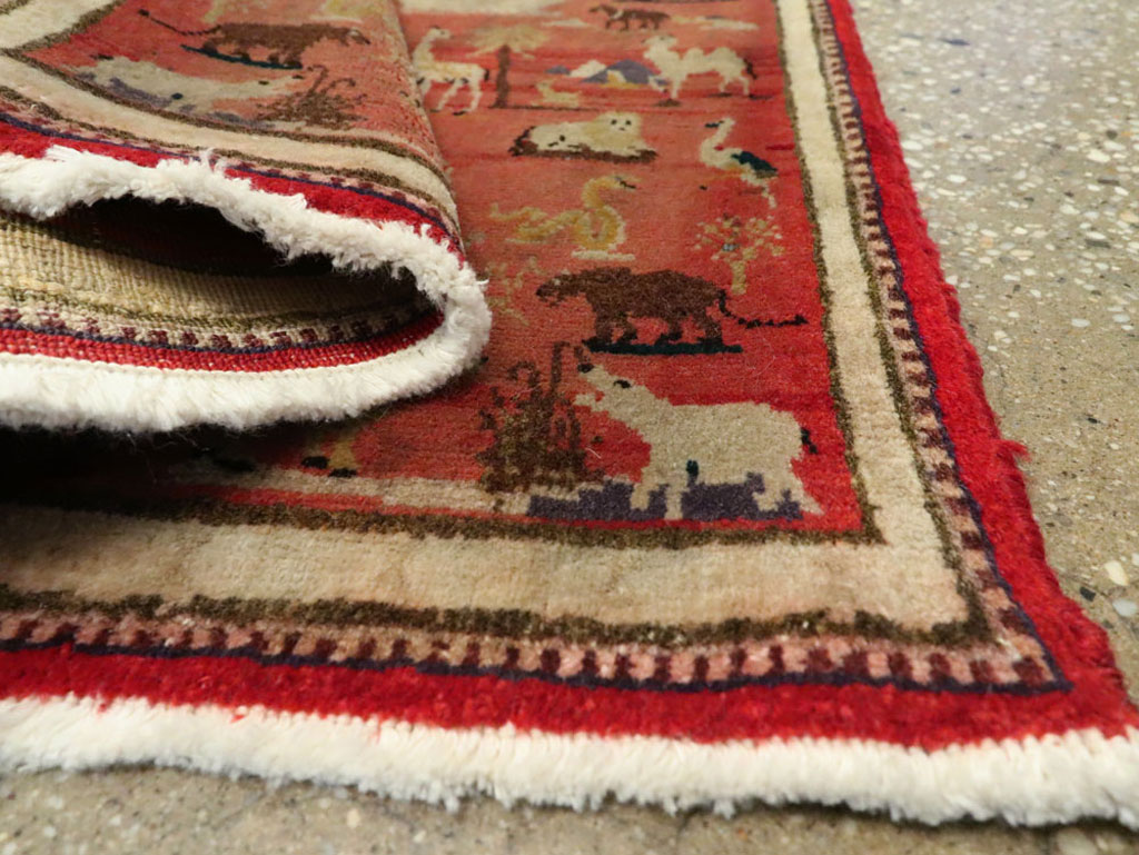 Vintage Persian Tabriz Pictorial Rug, No.13413 - Staging