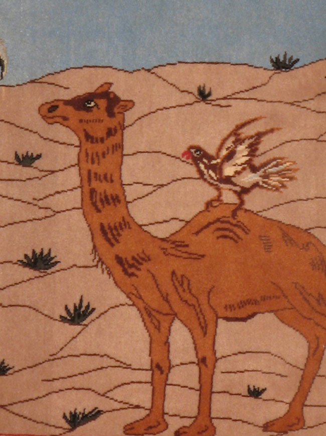 Vintage Persian Tabriz Pictorial Rug, No.13414 - Staging