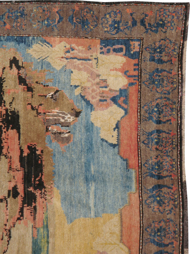 Vintage Persian Gabbeh Pictorial Rug, No.13419 - Staging