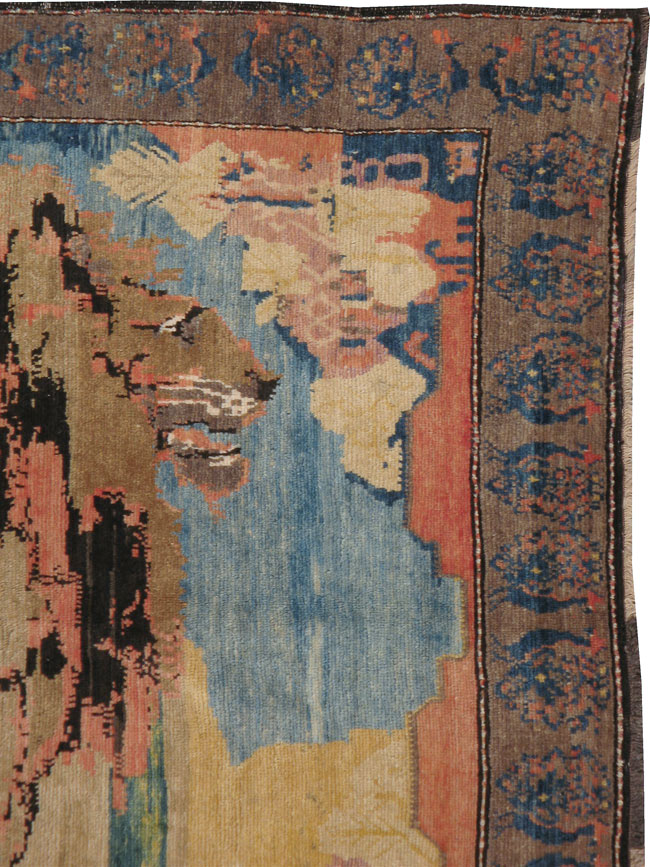 Vintage Persian Gabbeh Pictorial Rug, No.13419 - Staging