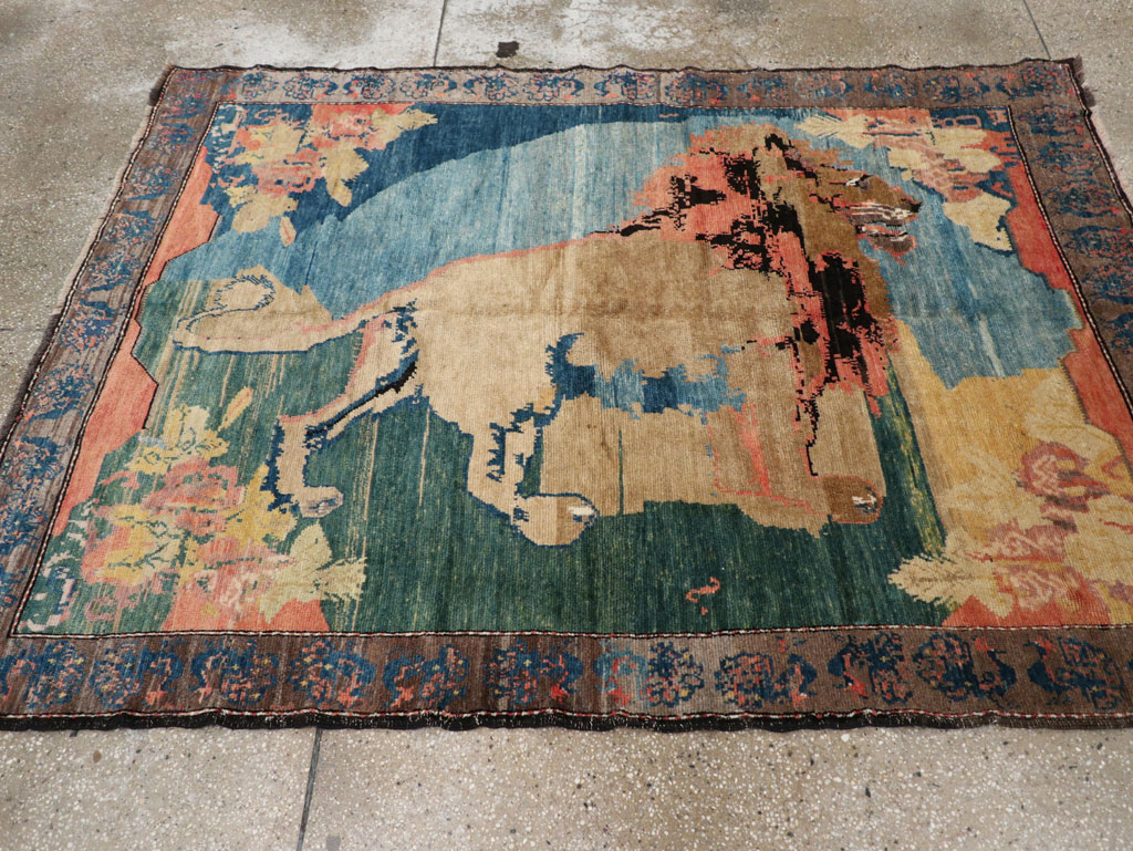 Vintage Persian Gabbeh Pictorial Rug, No.13419 - Staging