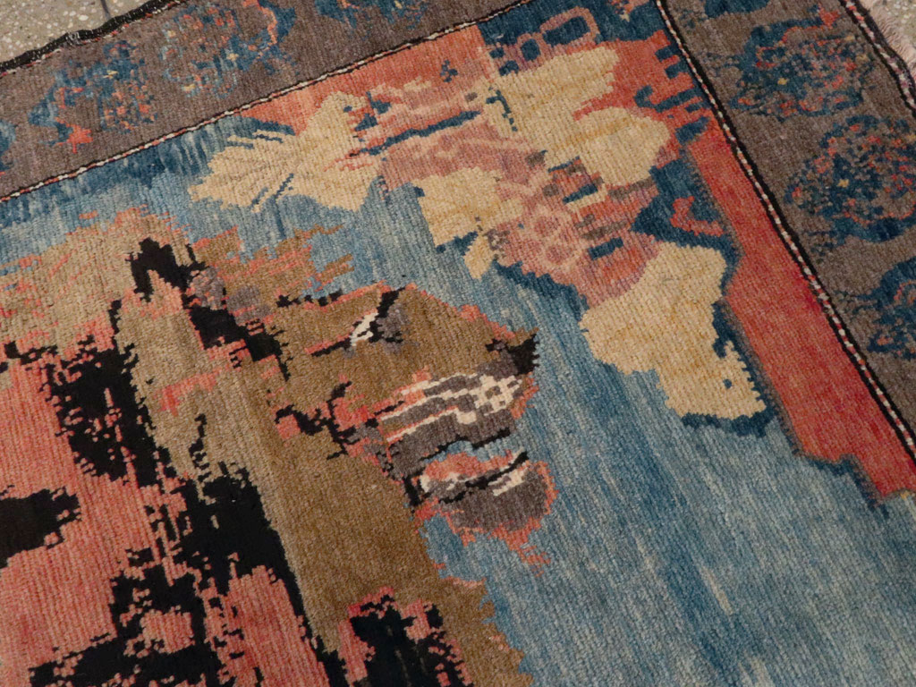 Vintage Persian Gabbeh Pictorial Rug, No.13419 - Staging