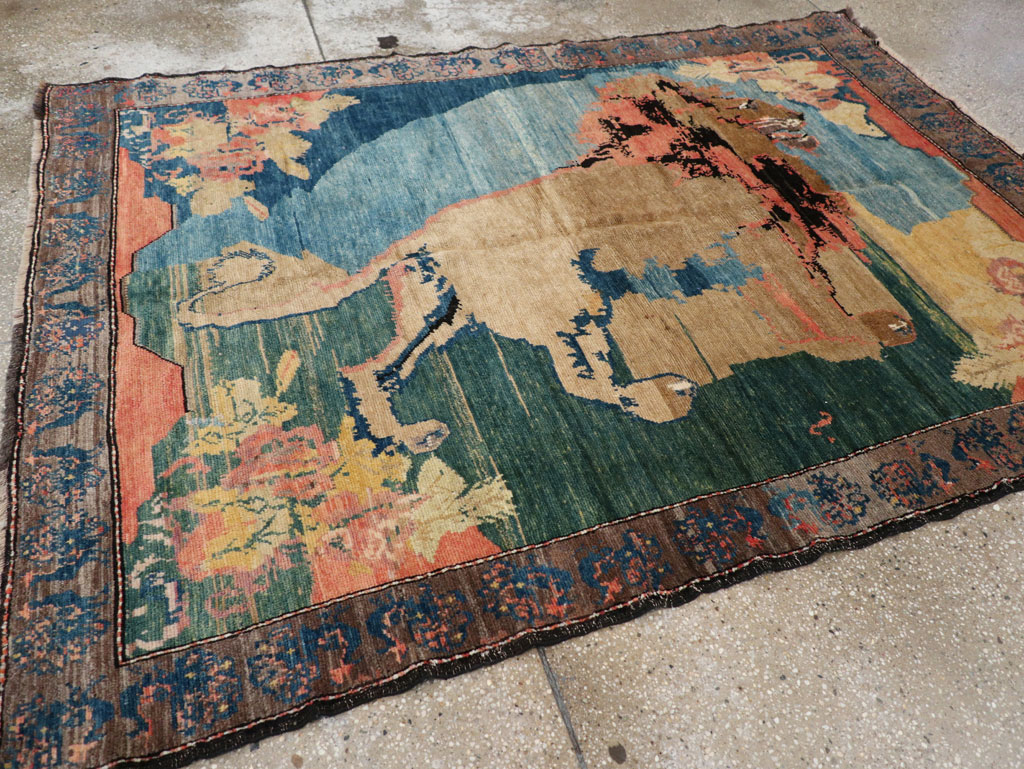 Vintage Persian Gabbeh Pictorial Rug, No.13419 - Staging