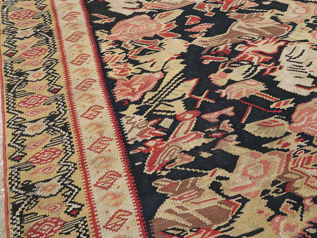 Antique Persian Senneh Kilim, No.13433 - Staging