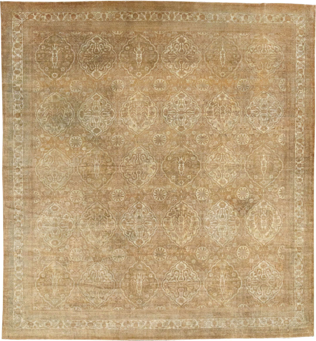 Antique Indian Agra Square Room Size Carpet, No.13455 - Staging