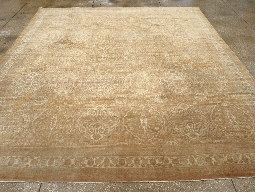 Antique Indian Agra Square Room Size Carpet, No.13455 - Staging