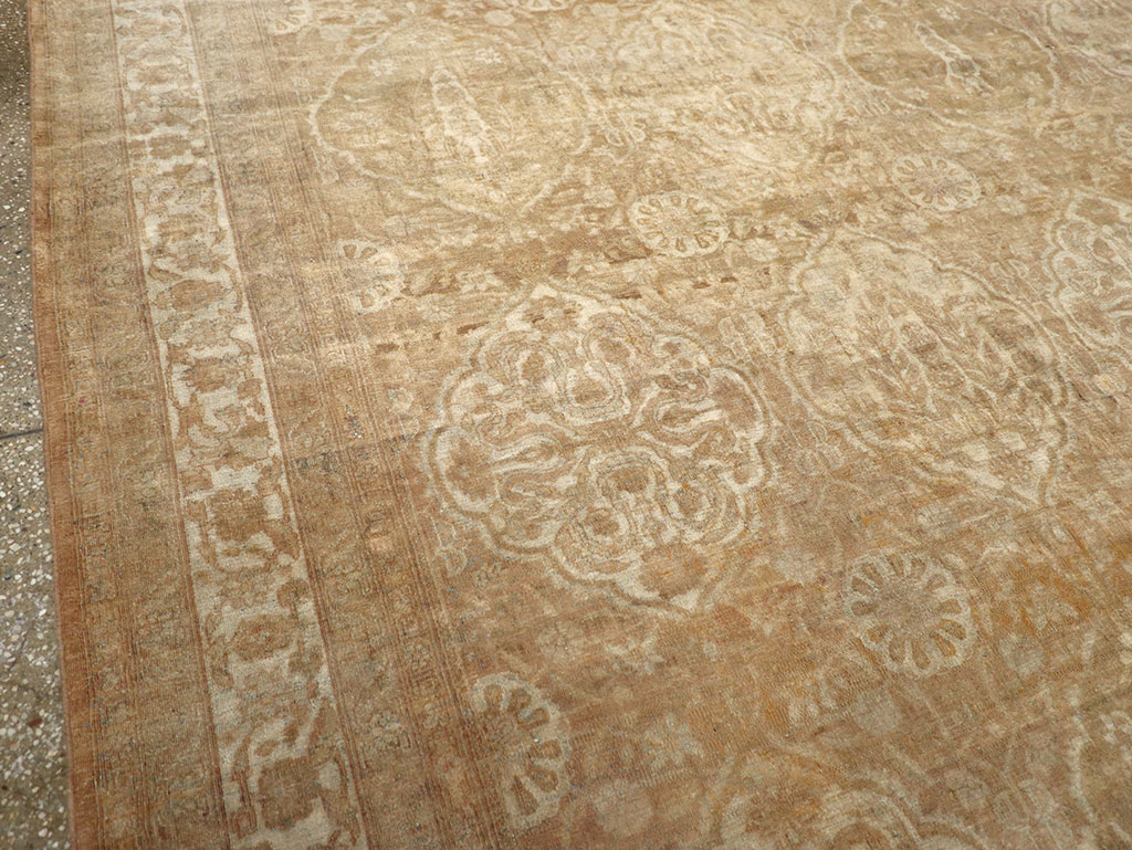 Antique Indian Agra Square Room Size Carpet, No.13455 - Staging