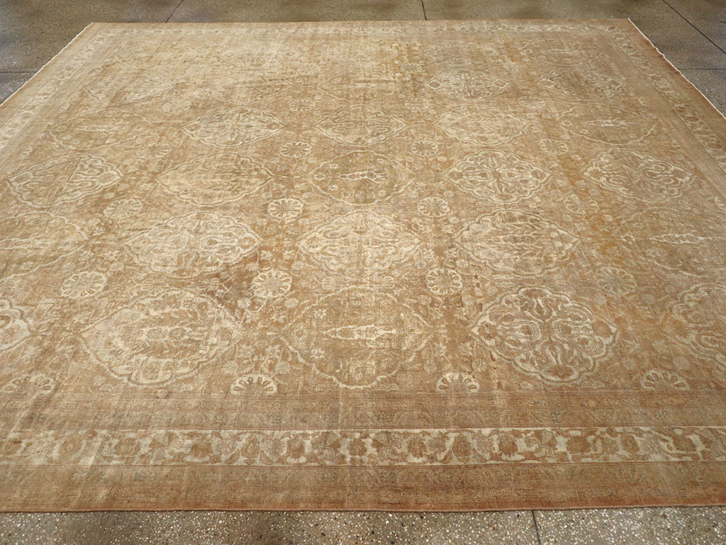 Antique Indian Agra Square Room Size Carpet, No.13455 - Staging