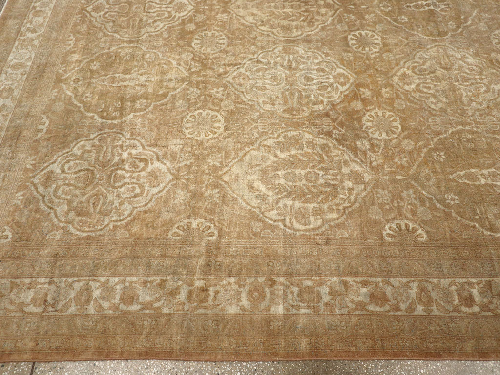 Antique Indian Agra Square Room Size Carpet, No.13455 - Staging