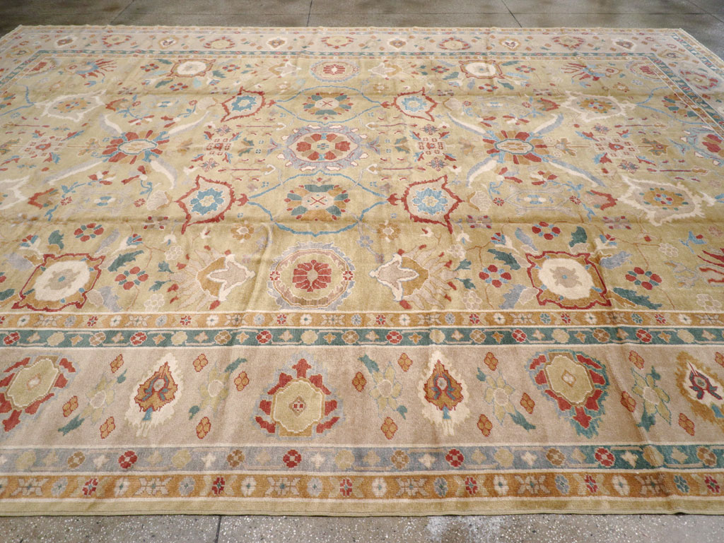 Modern Turkish Oushak Large Carpet, No.13488 - Staging