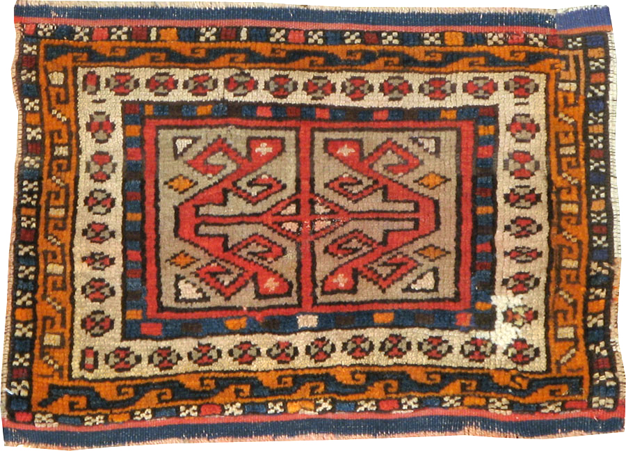 Antique Kurdish Persian Rug (Pair: 1 of 2), No.13497 - Staging