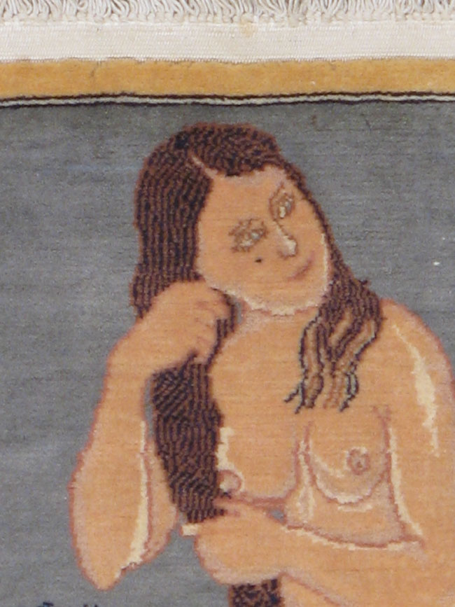 Vintage Persian Tabriz Pictorial Rug, No.13499 - Staging