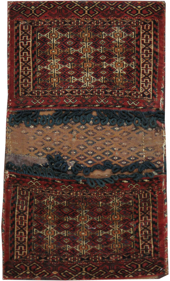 Antique Persian Bag Face Rug, No.13501 - Staging