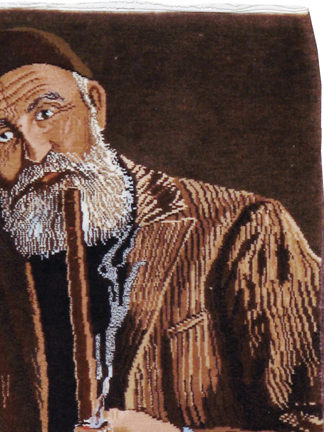 Vintage Persian Tabriz Pictorial Rug, No.13515 - Staging