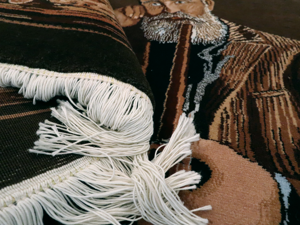 Vintage Persian Tabriz Pictorial Rug, No.13515 - Staging