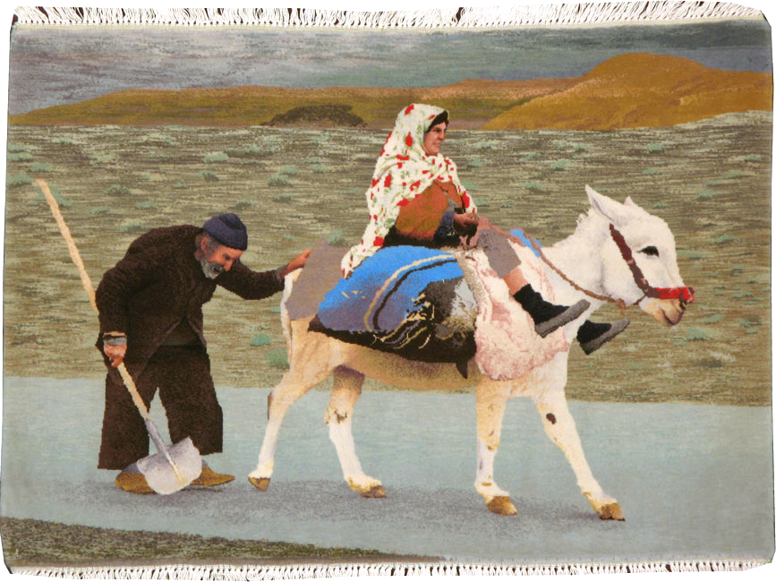 Modern Persian Tabriz Pictorial Rug, No.13516 - Staging