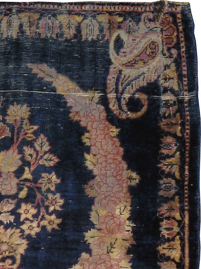 Antique Persian Kashan Silk Rug, No.13518 - Staging