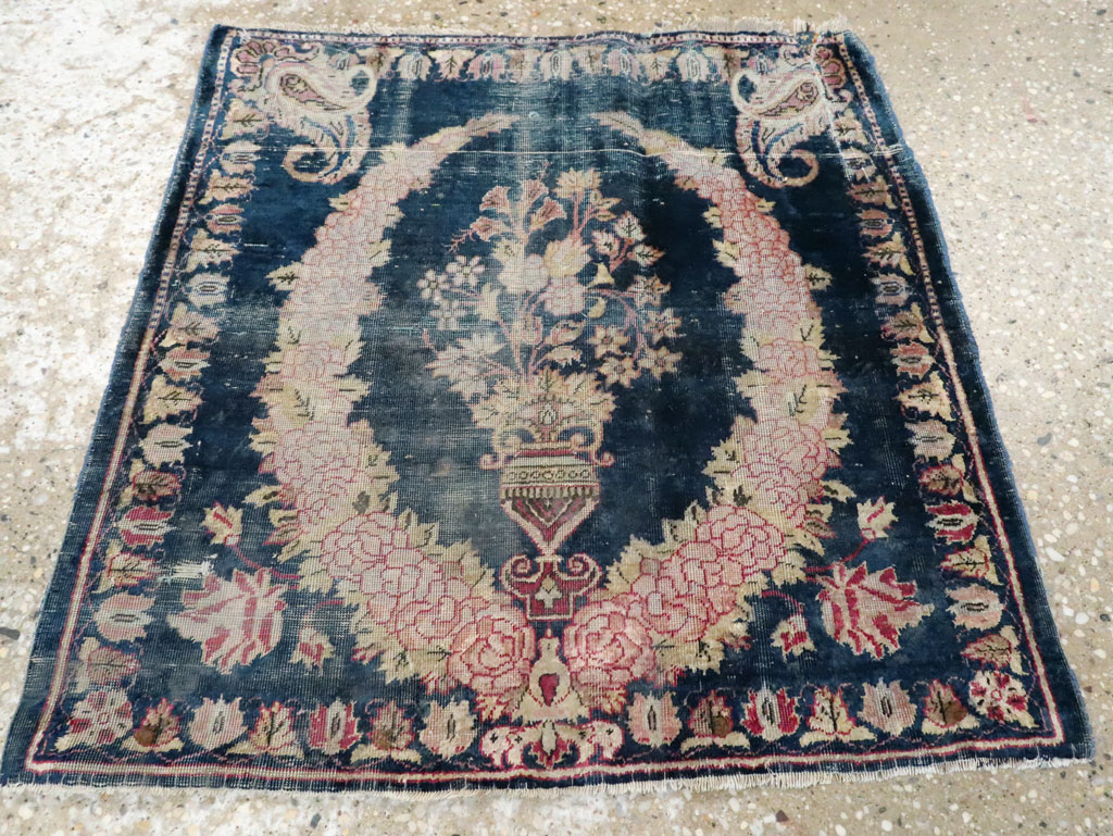 Antique Persian Kashan Silk Rug, No.13518 - Staging