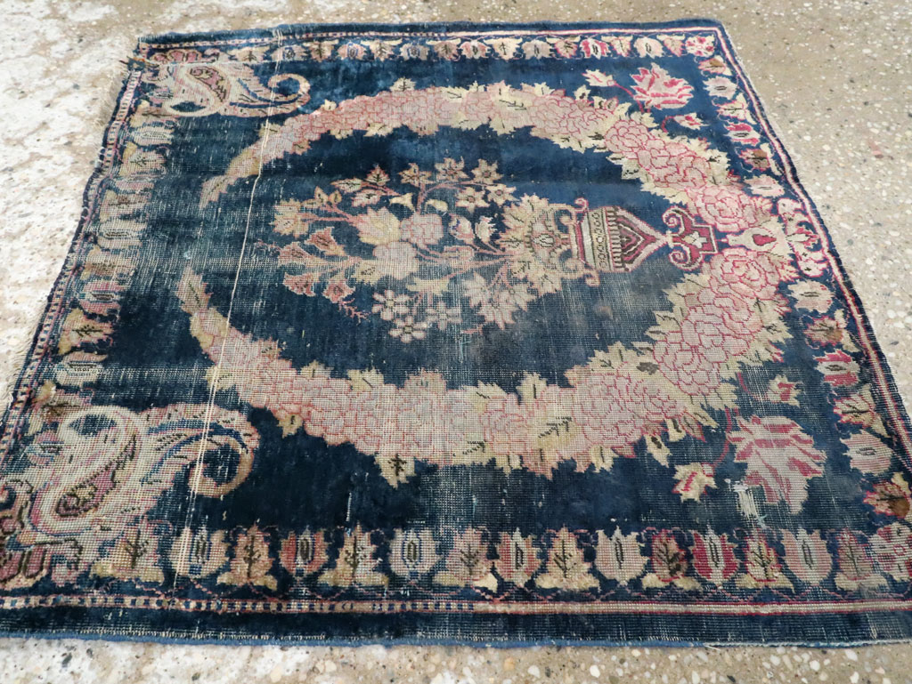Antique Persian Kashan Silk Rug, No.13518 - Staging