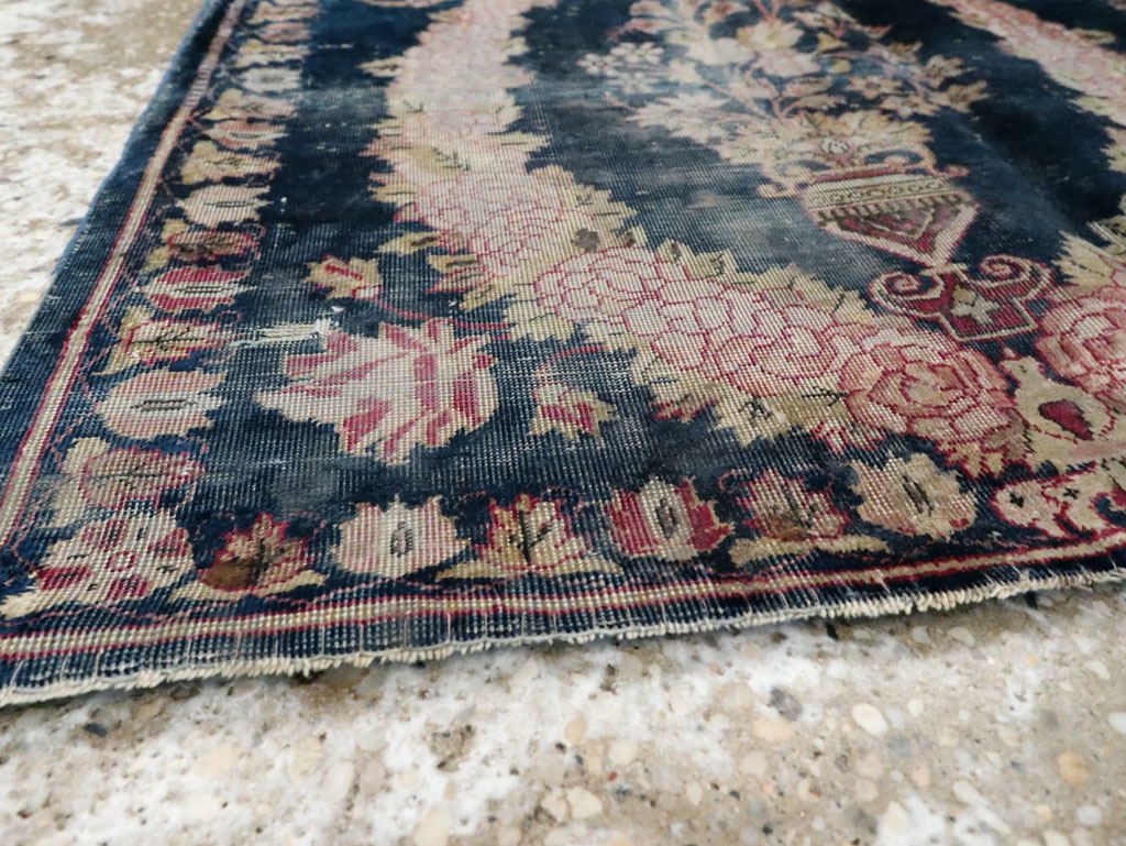 Antique Persian Kashan Silk Rug, No.13518 - Staging