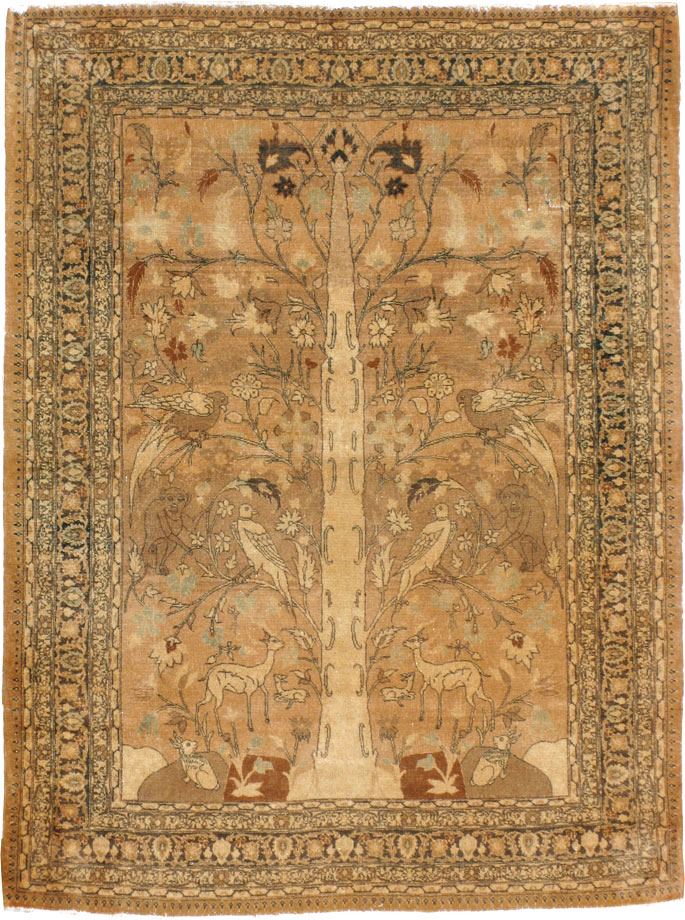 Antique Persian Tabriz Pictorial Carpet, No.13541 - Staging
