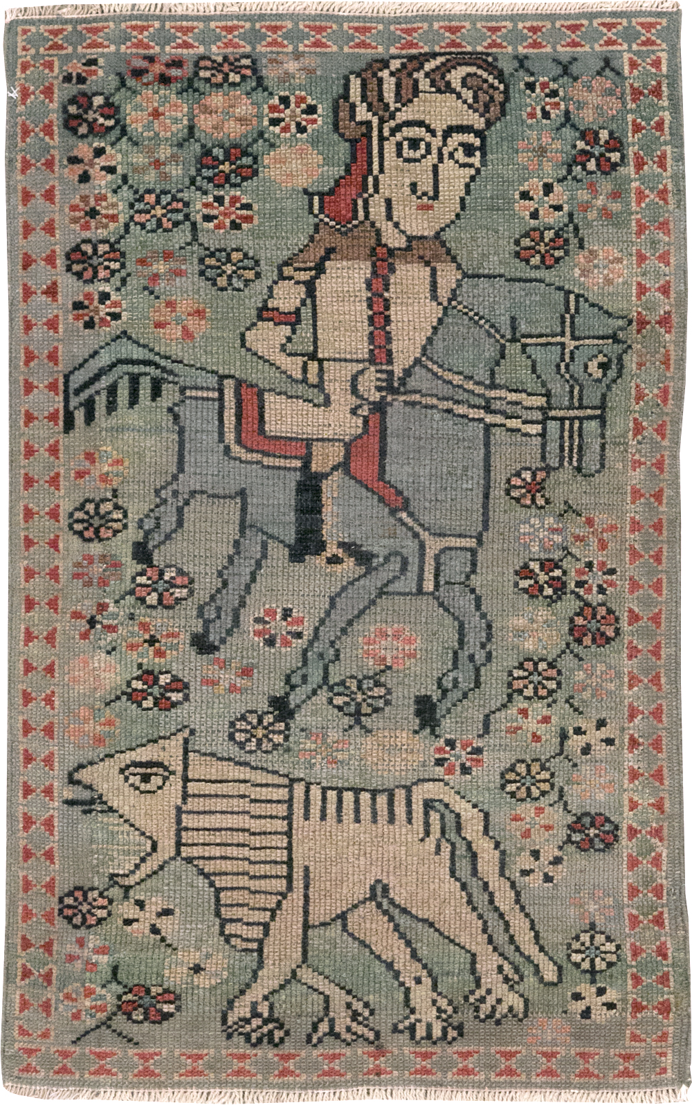 Antique Persian Malayer Pictorial Rug (Pair: 1 of 2), No.13667 - Staging