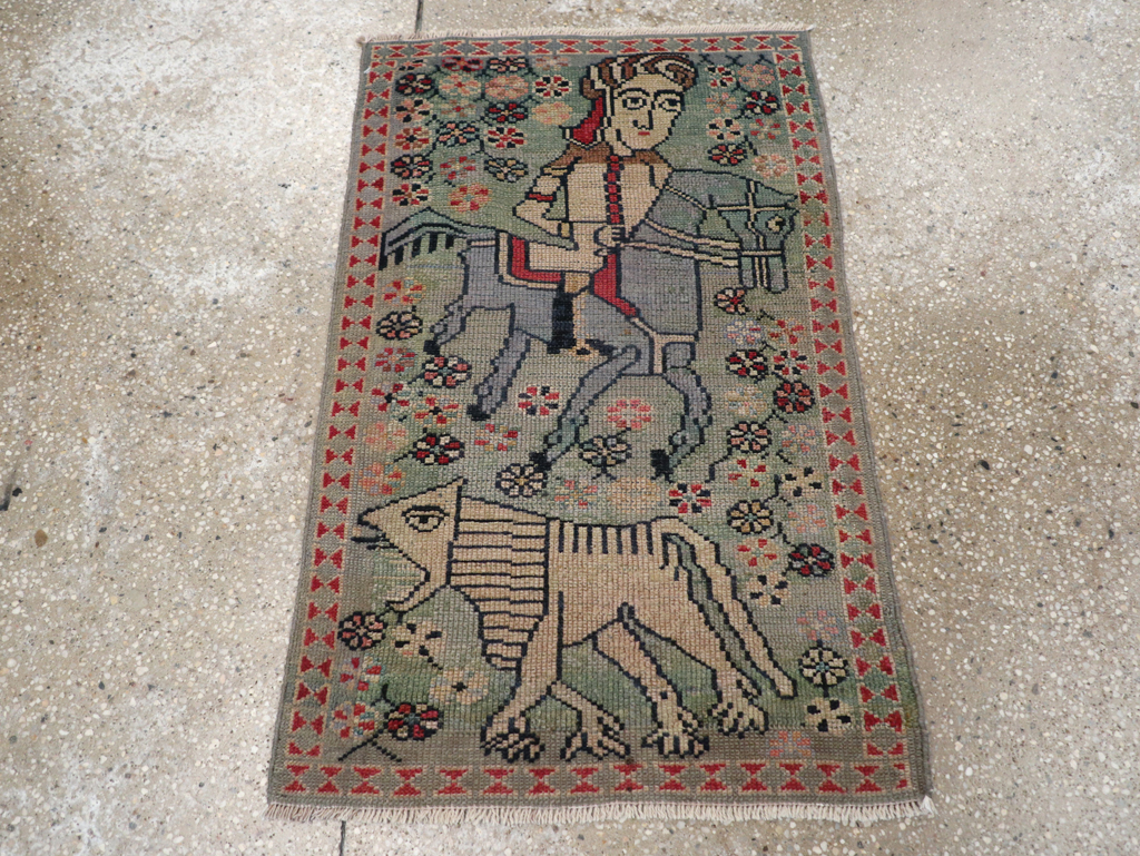 Antique Persian Malayer Pictorial Rug (Pair: 1 of 2), No.13667 - Staging