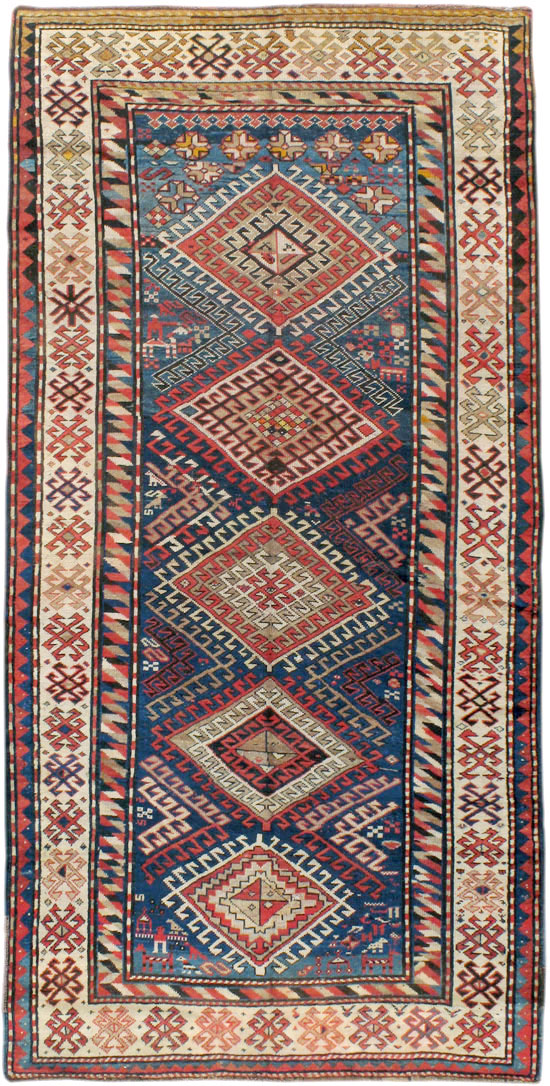 Antique Caucasian Kazak Rug, No.13717 - Staging
