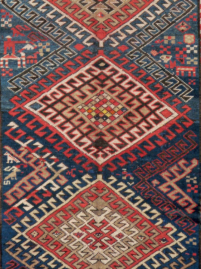 Antique Caucasian Kazak Rug, No.13717 - Staging
