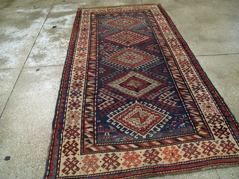Antique Caucasian Kazak Rug, No.13717 - Staging