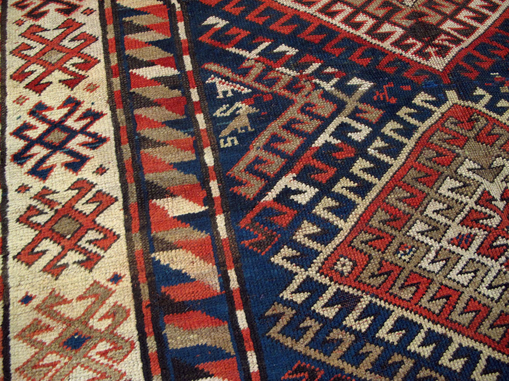 Antique Caucasian Kazak Rug, No.13717 - Staging