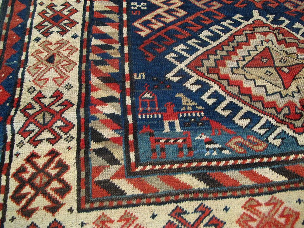 Antique Caucasian Kazak Rug, No.13717 - Staging