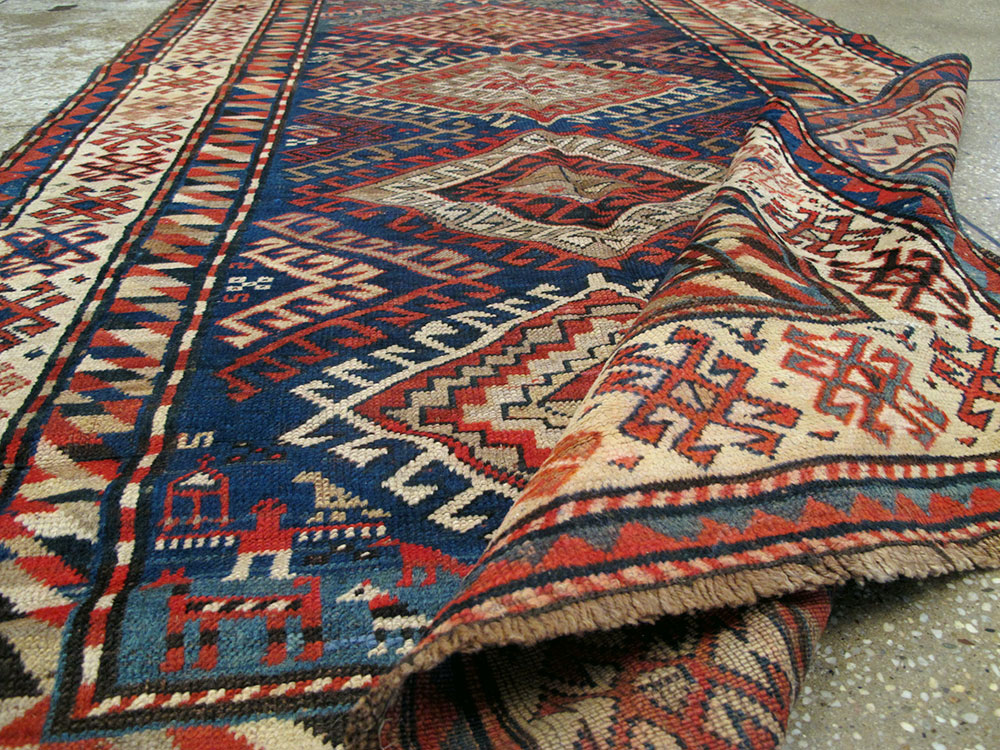 Antique Caucasian Kazak Rug, No.13717 - Staging