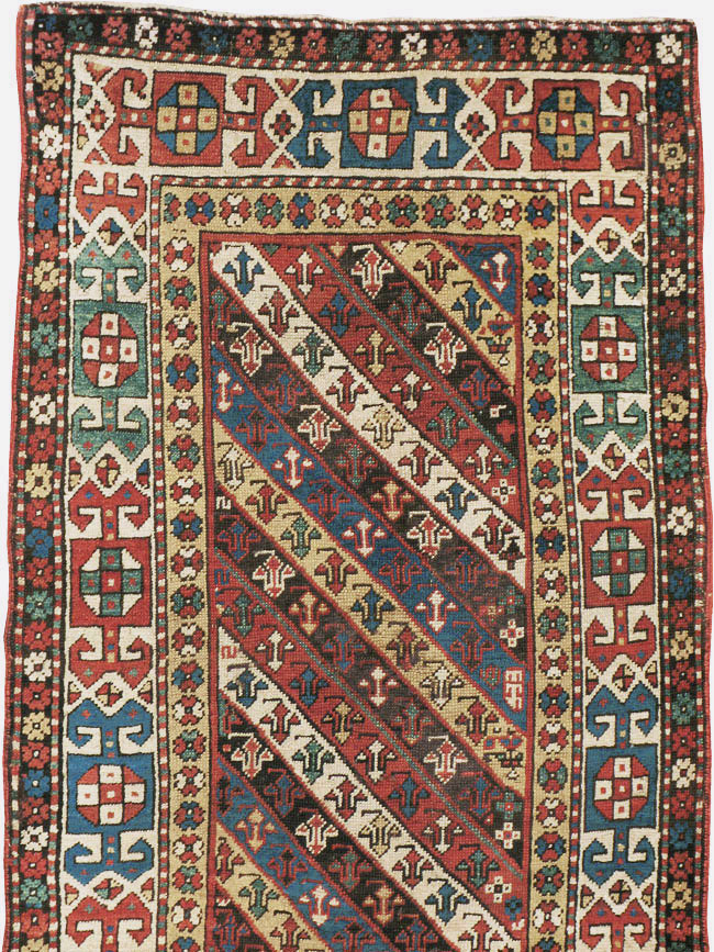 Antique Caucasian Kazak Long Rug, No.13719 - Staging