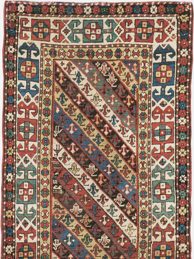 Antique Caucasian Kazak Long Rug, No.13719 - Staging
