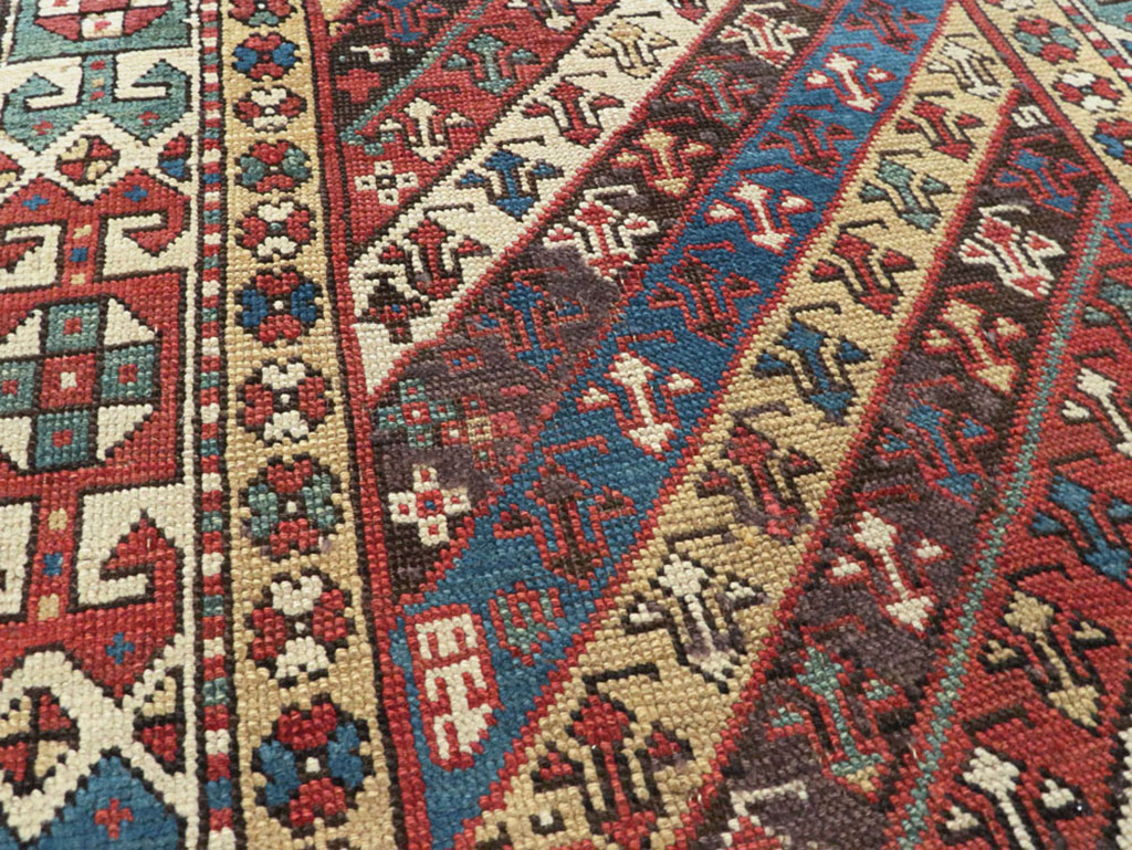 Antique Caucasian Kazak Long Rug, No.13719 - Staging