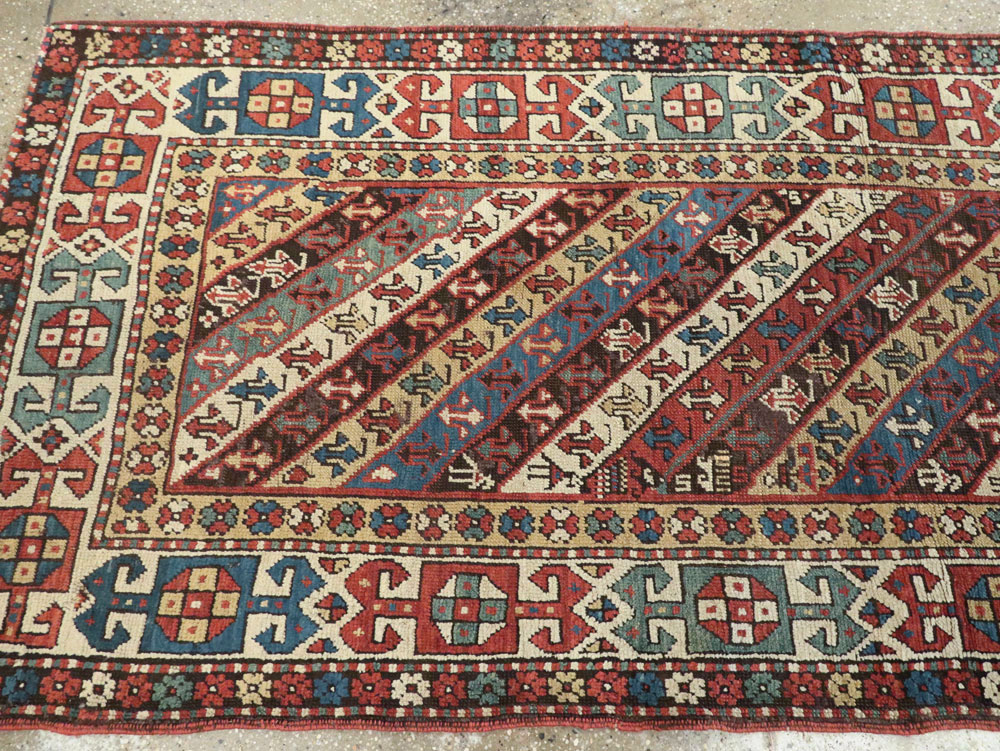 Antique Caucasian Kazak Long Rug, No.13719 - Staging