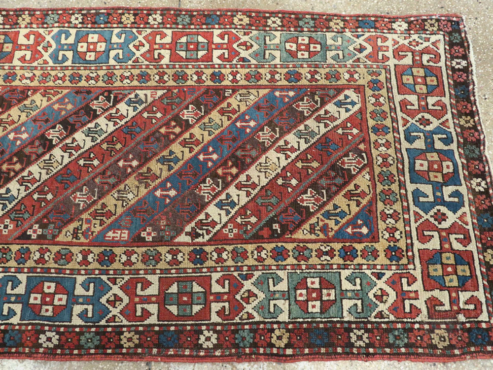 Antique Caucasian Kazak Long Rug, No.13719 - Staging