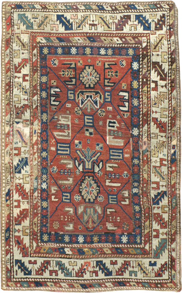 Antique Caucasian Kazak Rug, No.13745 - Staging