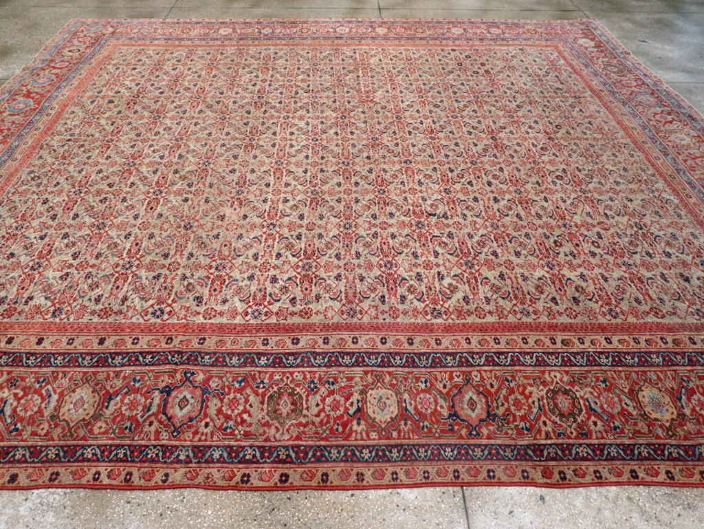 Antique Persian Mahal Room Size Carpet, No.13811 - Staging