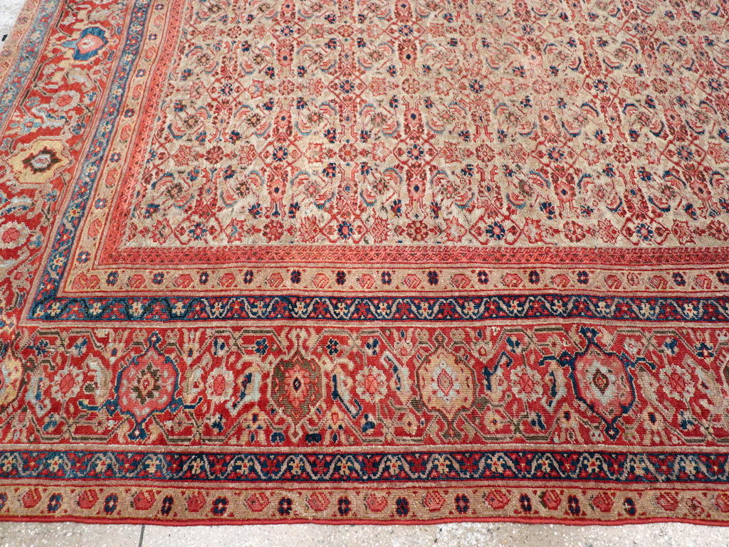 Antique Persian Mahal Room Size Carpet, No.13811 - Staging