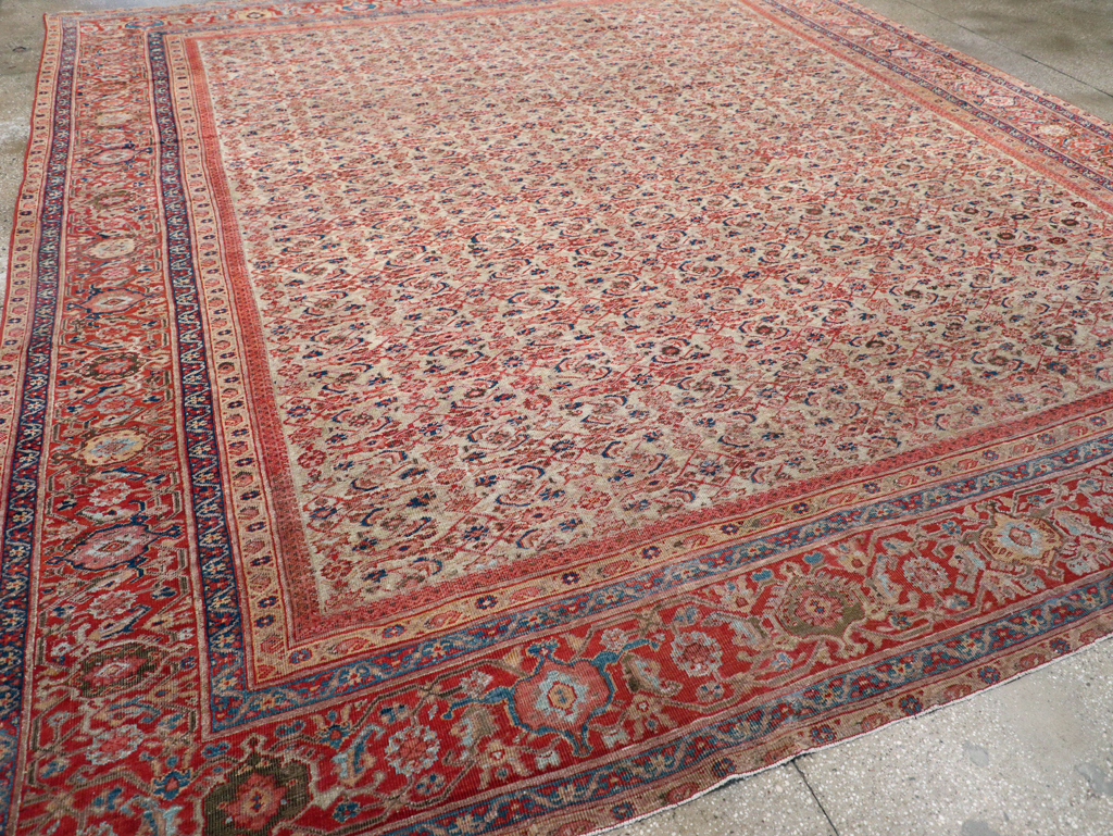 Antique Persian Mahal Room Size Carpet, No.13811 - Staging