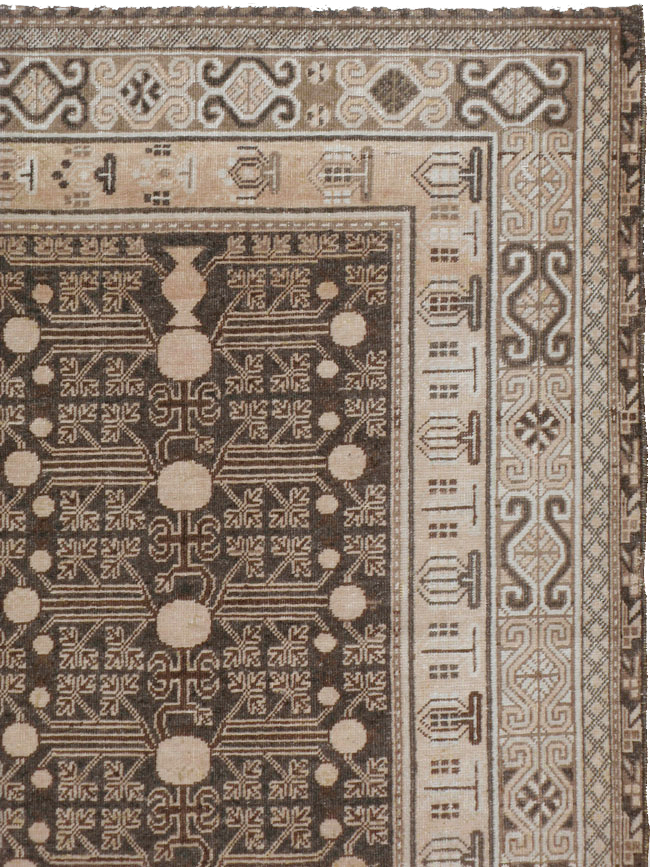 Antique East Turkestan Khotan Rug, No.13824 - Staging