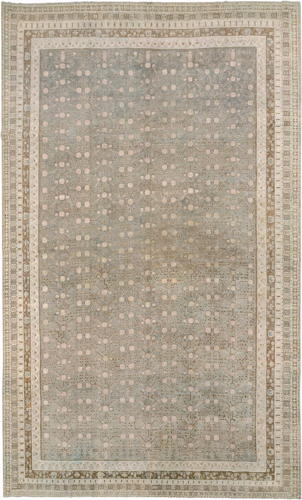 Antique East Turkestan Khotan Large Carpet, No.13828 - Staging