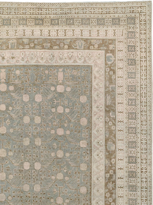 Antique East Turkestan Khotan Large Carpet, No.13828 - Staging