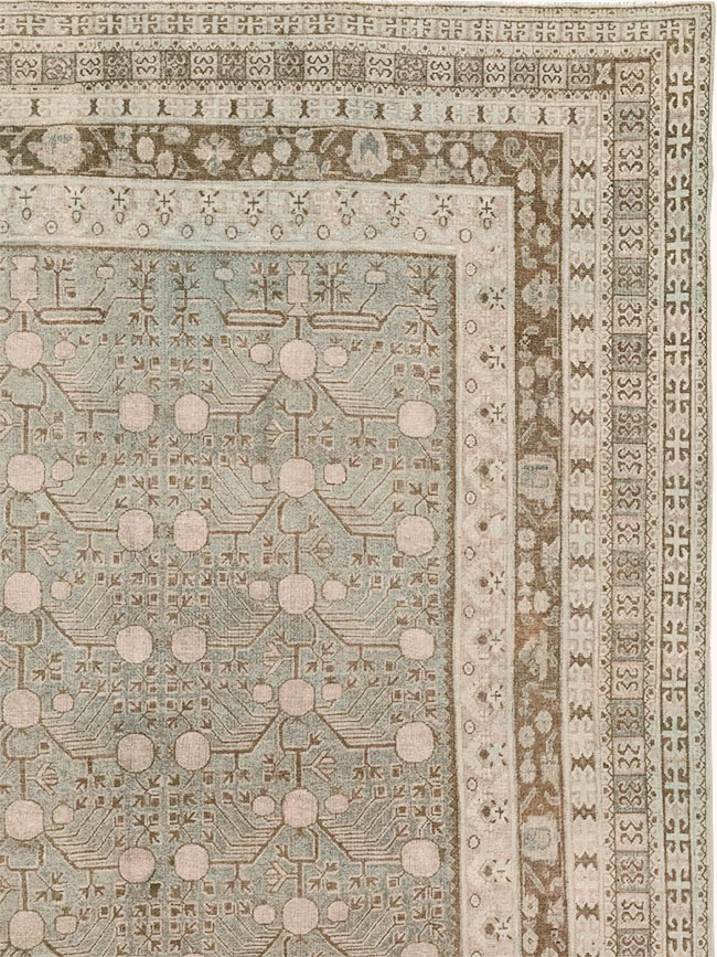 Antique East Turkestan Khotan Large Carpet, No.13828 - Staging