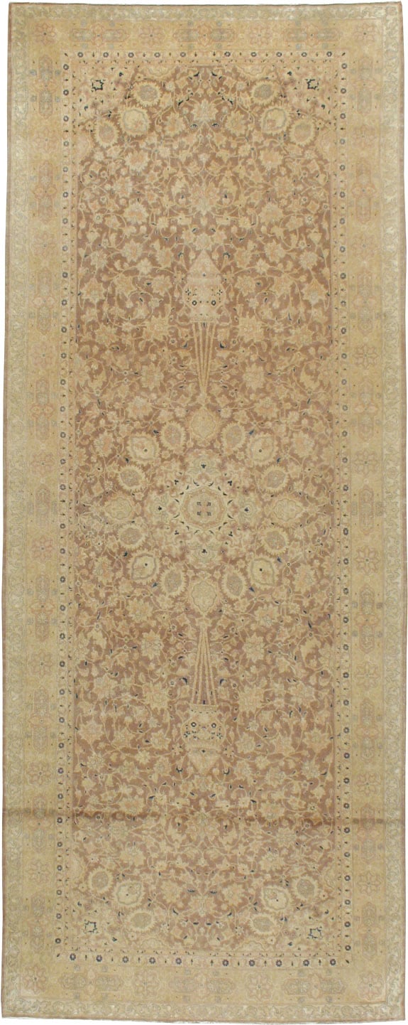 Antique Persian Tabriz Wide Gallery Runner, No.13846 - Staging